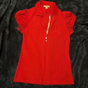 Like New, Authentic Burberry Women’s Size M Red Polo shirt